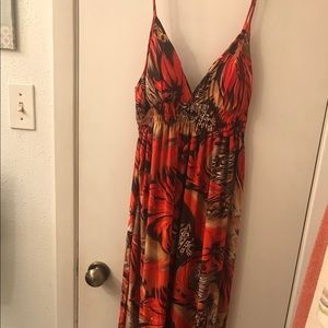 Orange and brown maxi dress